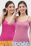 Floret Cotton Camisole (Pack of 2) - Magenta China Rose — thumbnail 1